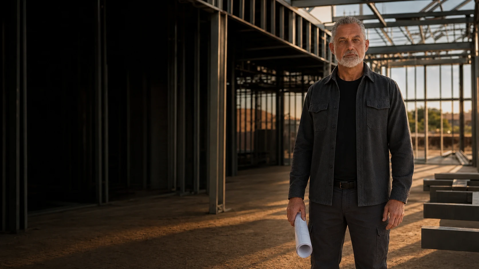 Jean Carlo em uma obra de Light Steel Framing